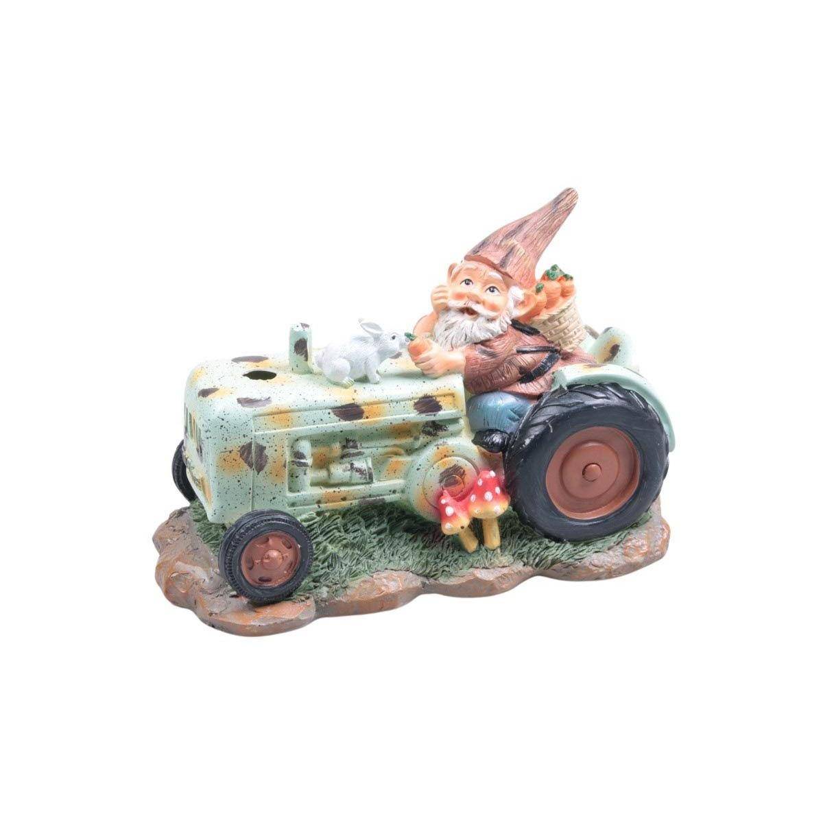 Sid - Mini nain de jardin en résine Tracteur - Image 1