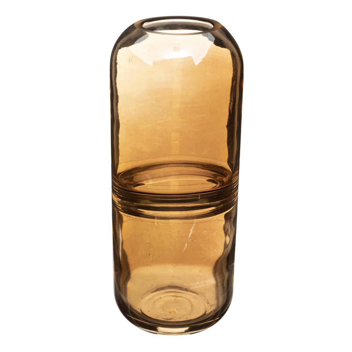 Atmosphera - Vase Rond Design en Verre "Line" 25cm Ambre