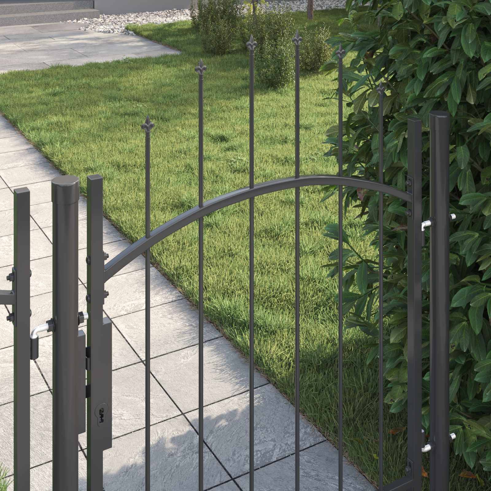 Porte de Jardin | Portillon avec verrouillage Gris 150 x 100 cm Acier Maison Chic - Image 1