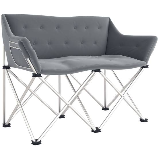 Chaise camping double métal Oxford pour plein air siège spacieux 120x57x95cm gris - ComfortXL Outdoor Living - Image 1
