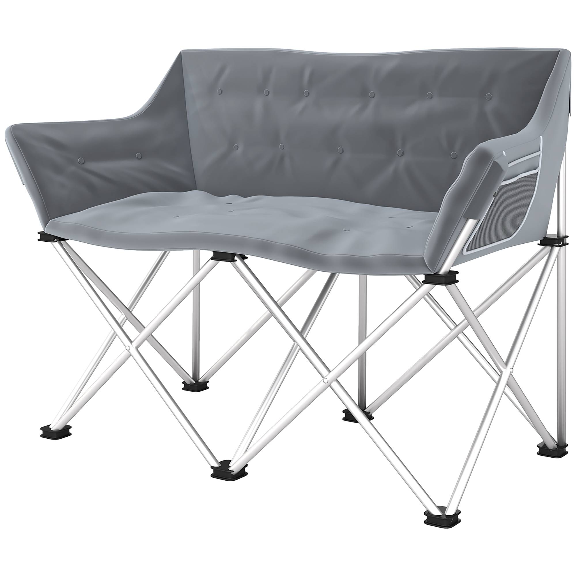 Chaise camping double métal Oxford pour plein air siège spacieux 120x57x95cm gris - ComfortXL Outdoor Living - Image 2