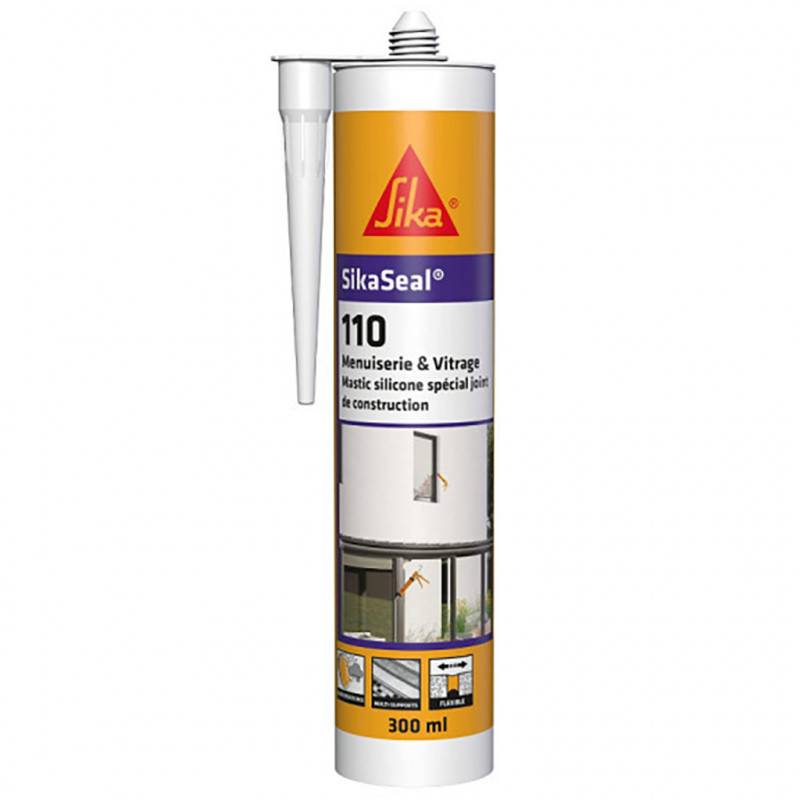 48x Mastic silicone SikaSeal 110 Menuiserie & Vitrage 300ml SIKA - Couleur: Gris - Image 4