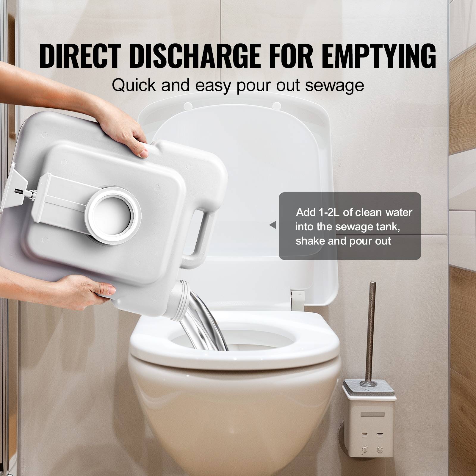 VEVOR Toilette portable chasse eau, 20 L matières, 12 L eau. Camping-car. - Image 5