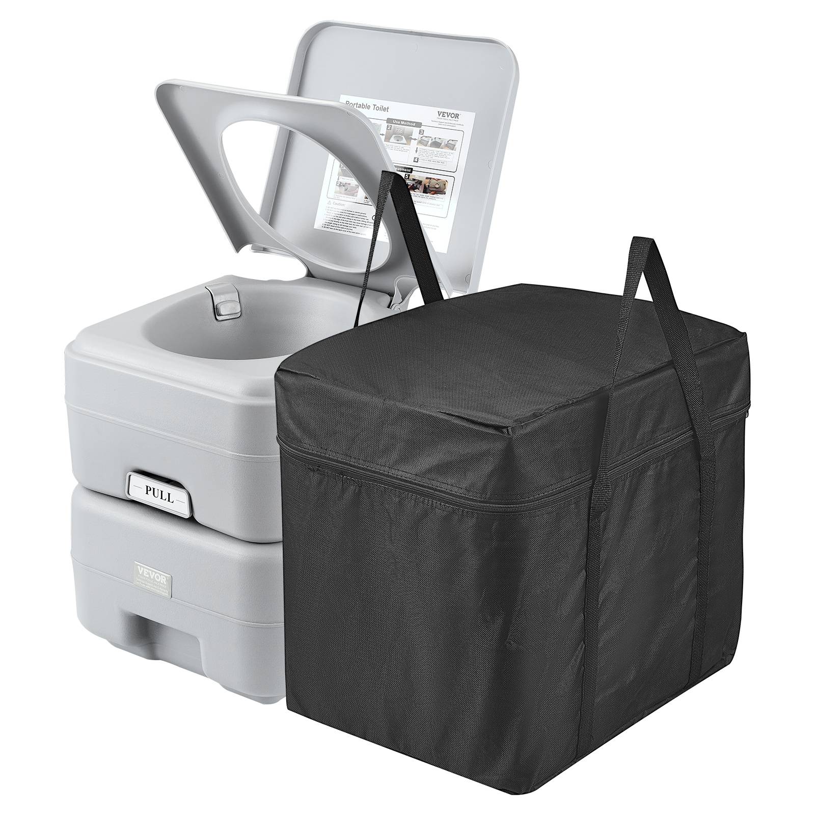 VEVOR Toilette portable chasse eau, 20 L matières, 12 L eau. Camping-car. - Image 1
