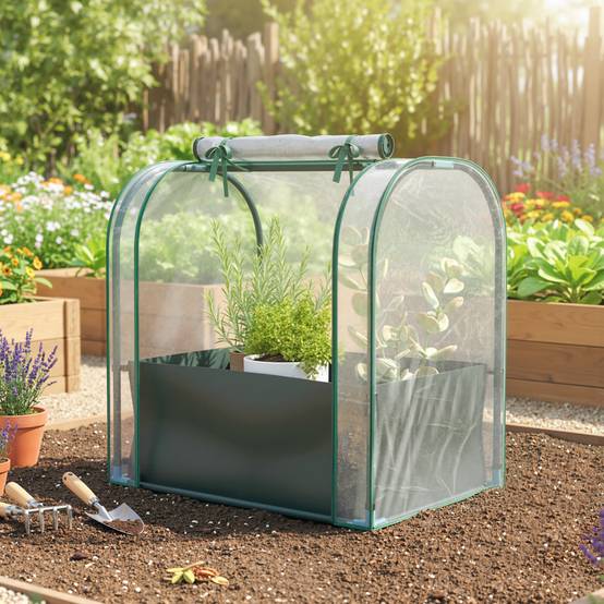 Mini serre avec sac Acier balcons culture herbes aromatiques 68x50x70cm Vert - ComfortXL Outdoor Living - Image 3