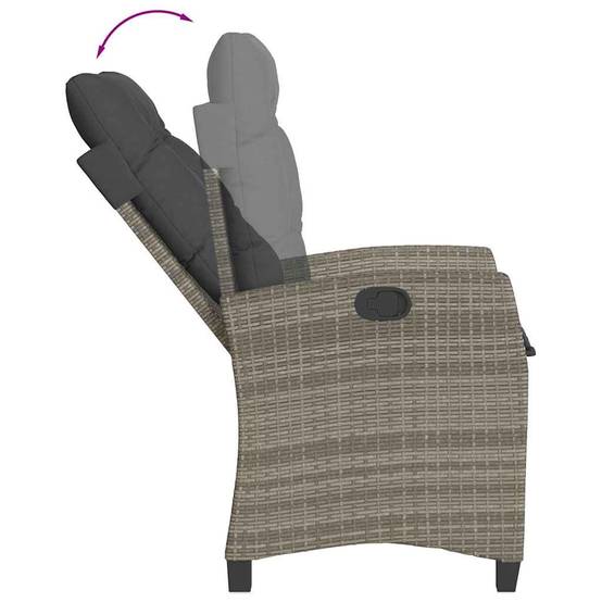Vidaxl - Chaise inclinable de jardin avec coussins gris résine tressée vidaXL 365211 - Image 8
