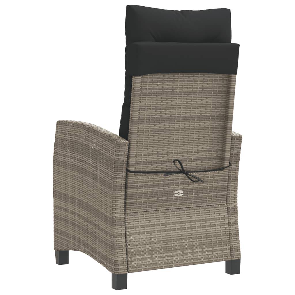 Vidaxl - Chaise inclinable de jardin avec coussins gris résine tressée vidaXL 365211 - Image 7