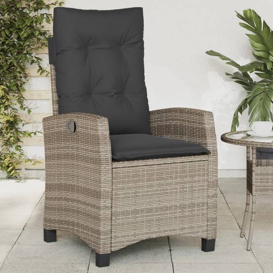Vidaxl - Chaise inclinable de jardin avec coussins gris résine tressée vidaXL 365211 - Image 1