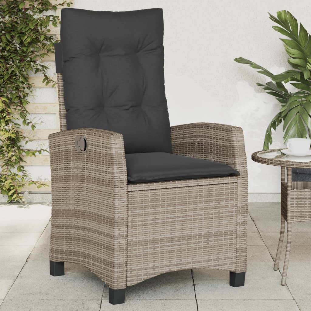 Vidaxl - Chaise inclinable de jardin avec coussins gris résine tressée vidaXL 365211 - Image 1