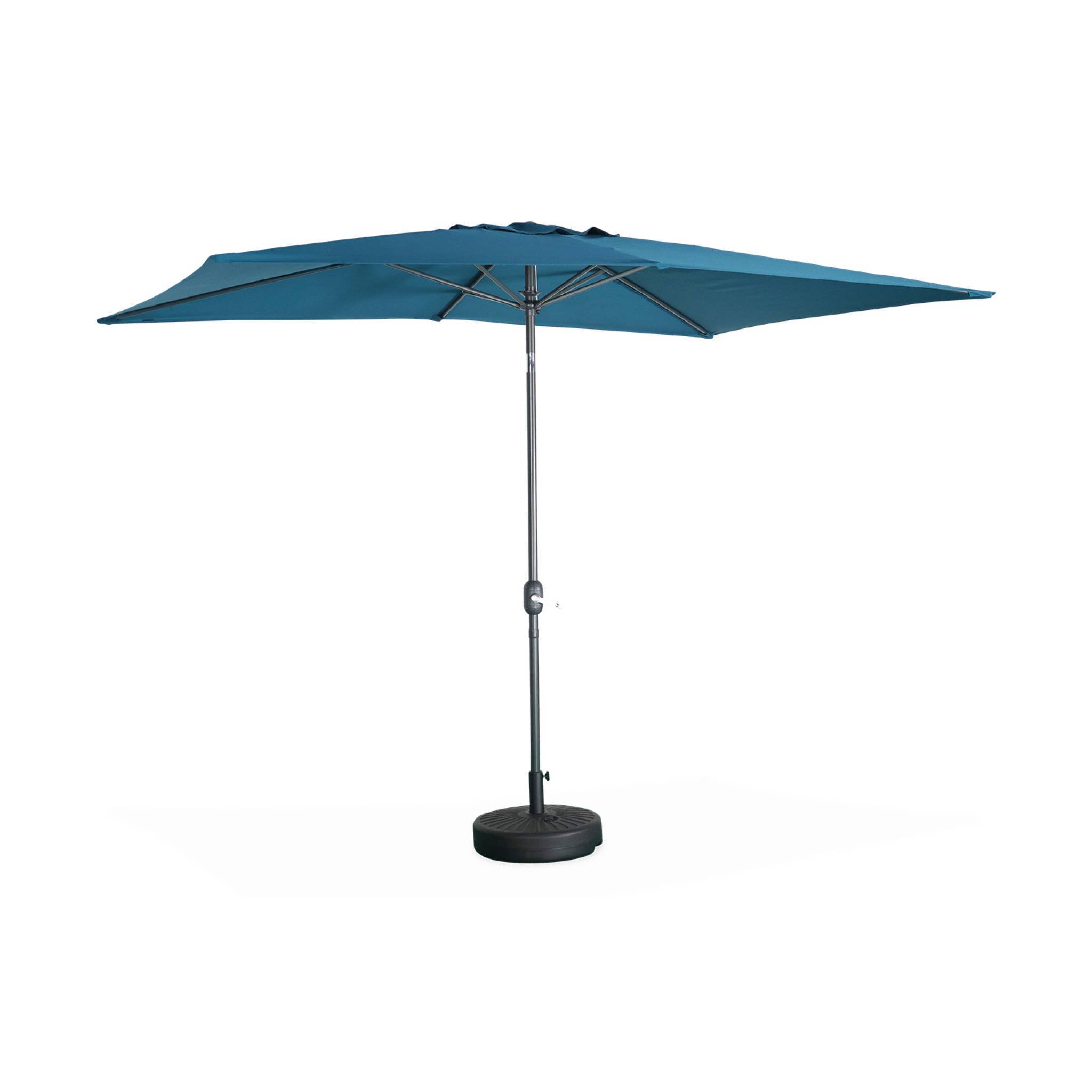 Parasol droit rectangulaire 2x3m - Touquet Bleu canard - mât central en aluminium orientable et manivelle d'ouverture | sweeek - Image 7