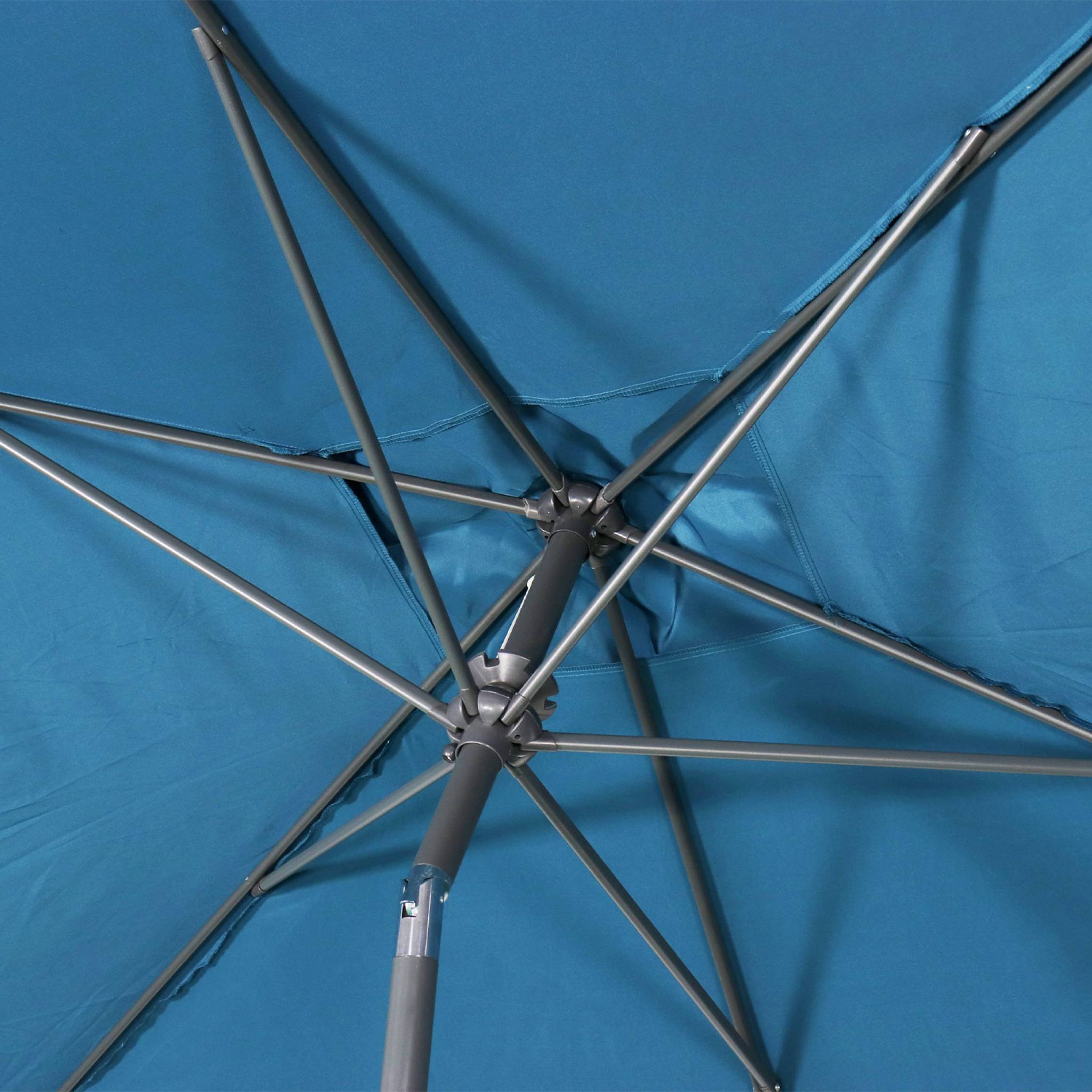 Parasol droit rectangulaire 2x3m - Touquet Bleu canard - mât central en aluminium orientable et manivelle d'ouverture | sweeek - Image 3