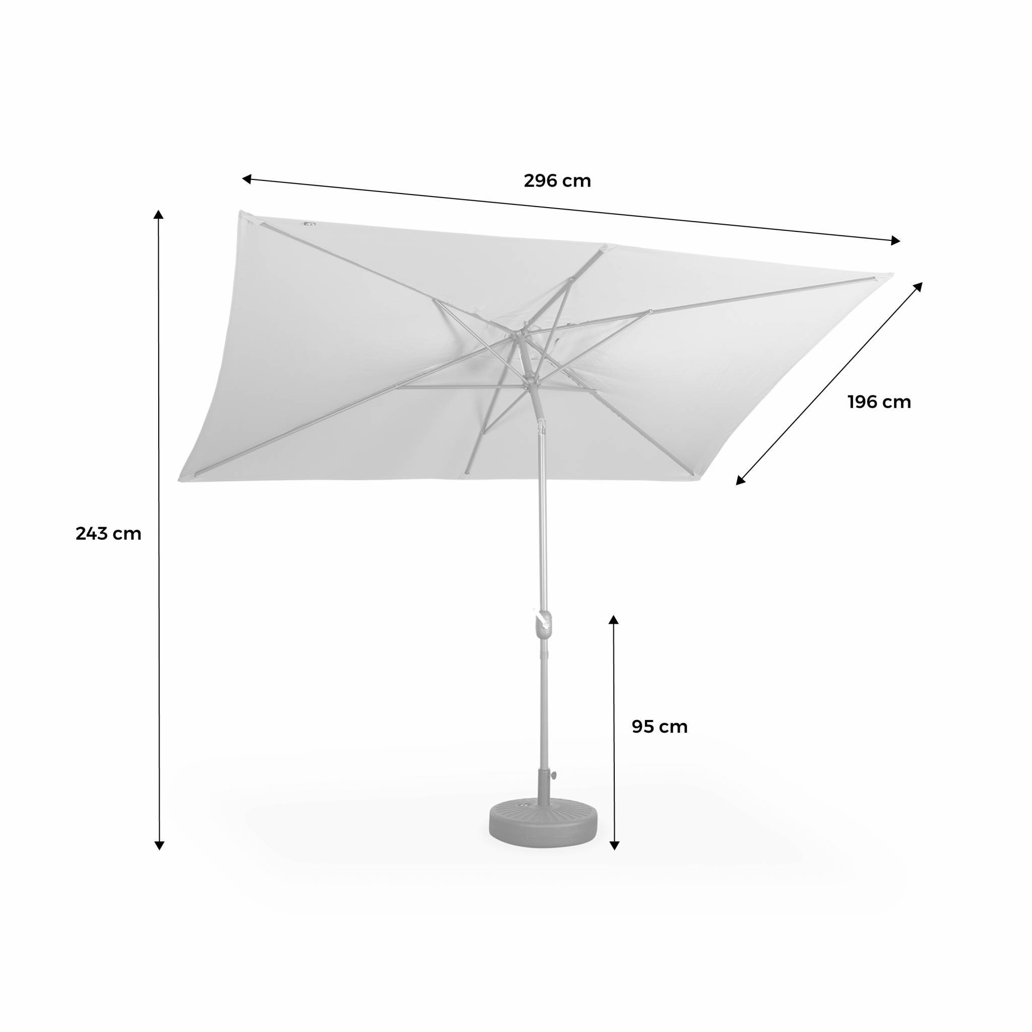 Parasol droit rectangulaire 2x3m - Touquet Bleu canard - mât central en aluminium orientable et manivelle d'ouverture | sweeek - Image 6
