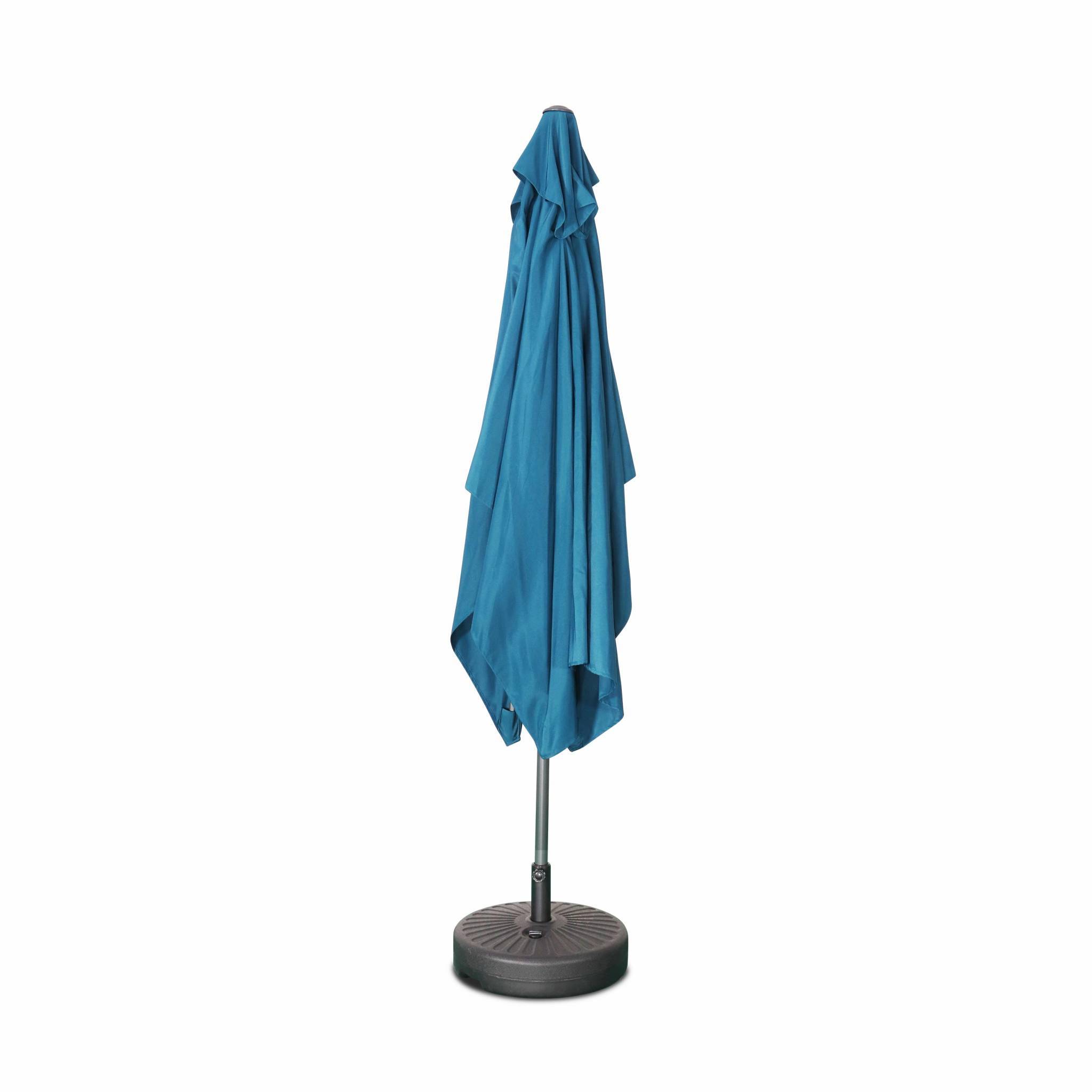 Parasol droit rectangulaire 2x3m - Touquet Bleu canard - mât central en aluminium orientable et manivelle d'ouverture | sweeek - Image 5