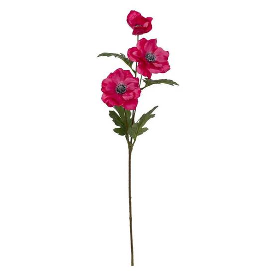 Fleur Artificielle "3 Anémones" 69cm Rose Fuchsia - Image 1