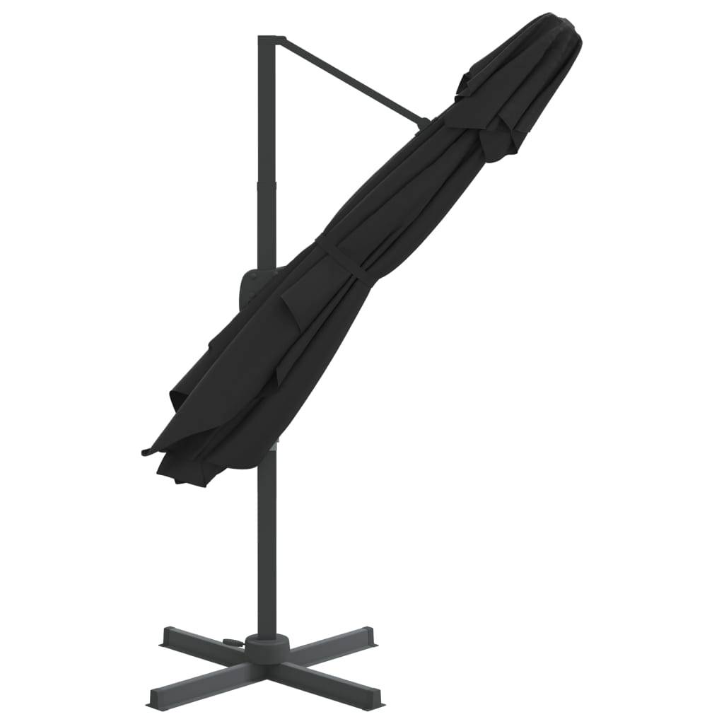 Helloshop26 - Parasol meuble de jardin cantilever à double toit 300 x 300 cm noir - Image 5