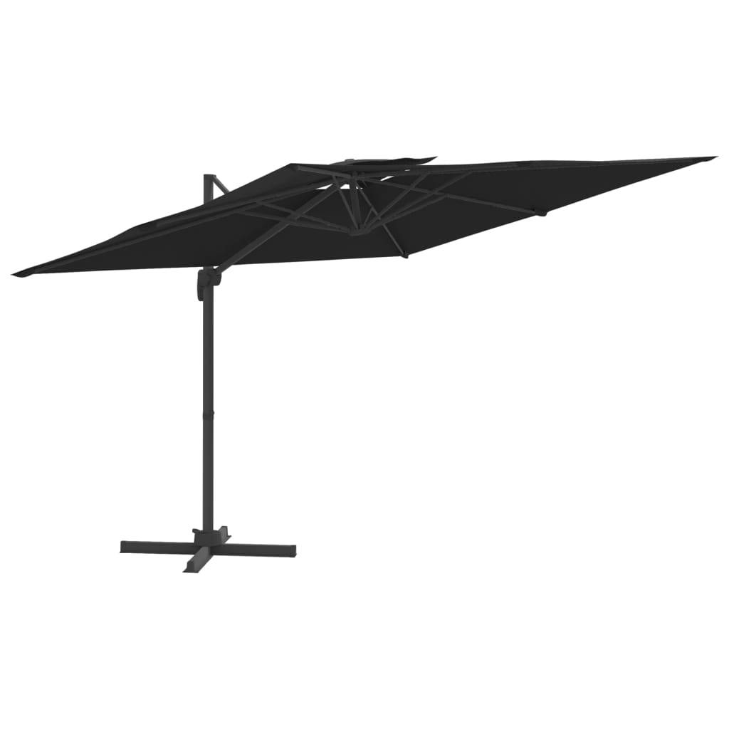 Helloshop26 - Parasol meuble de jardin cantilever à double toit 300 x 300 cm noir - Image 1