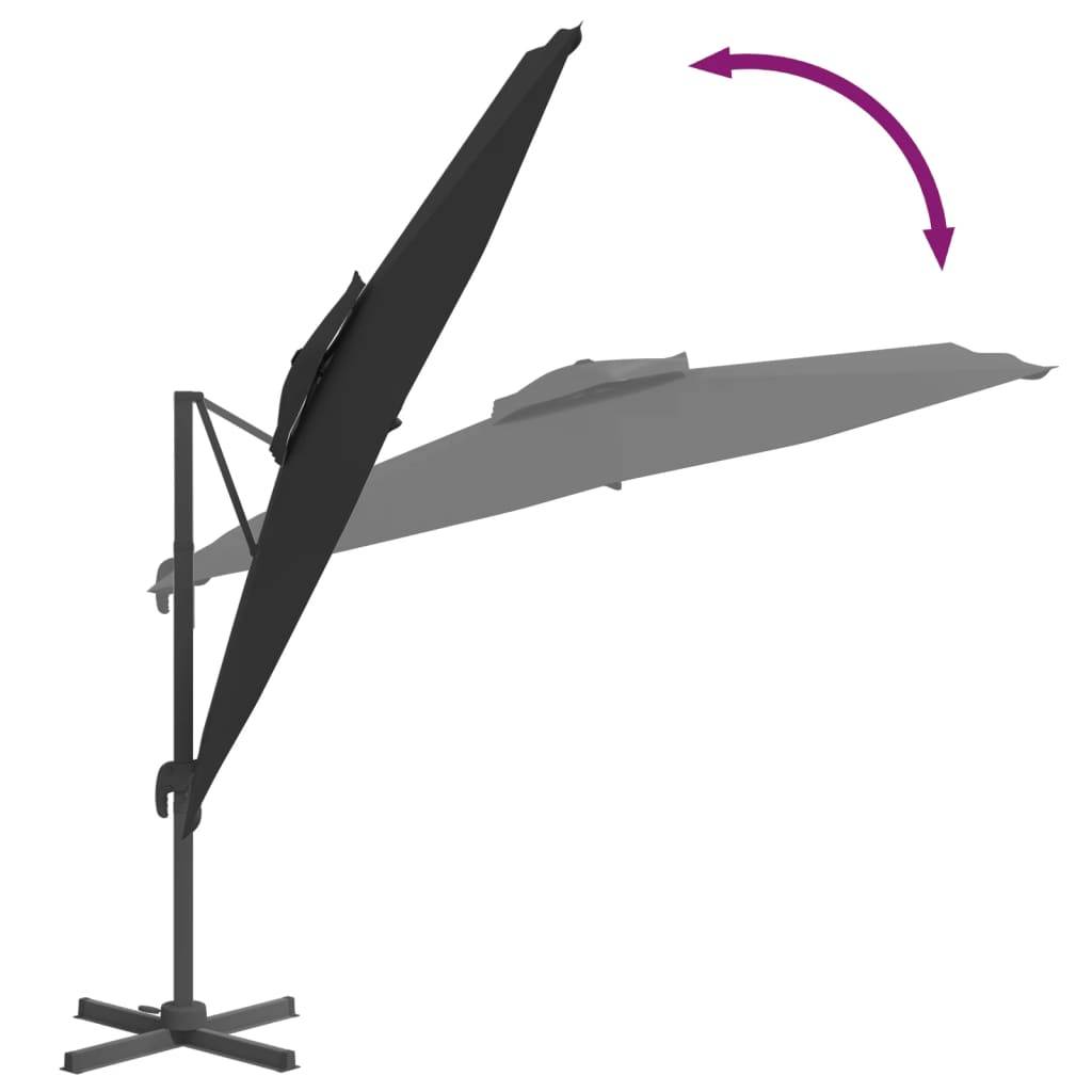 Helloshop26 - Parasol meuble de jardin cantilever à double toit 300 x 300 cm noir - Image 6