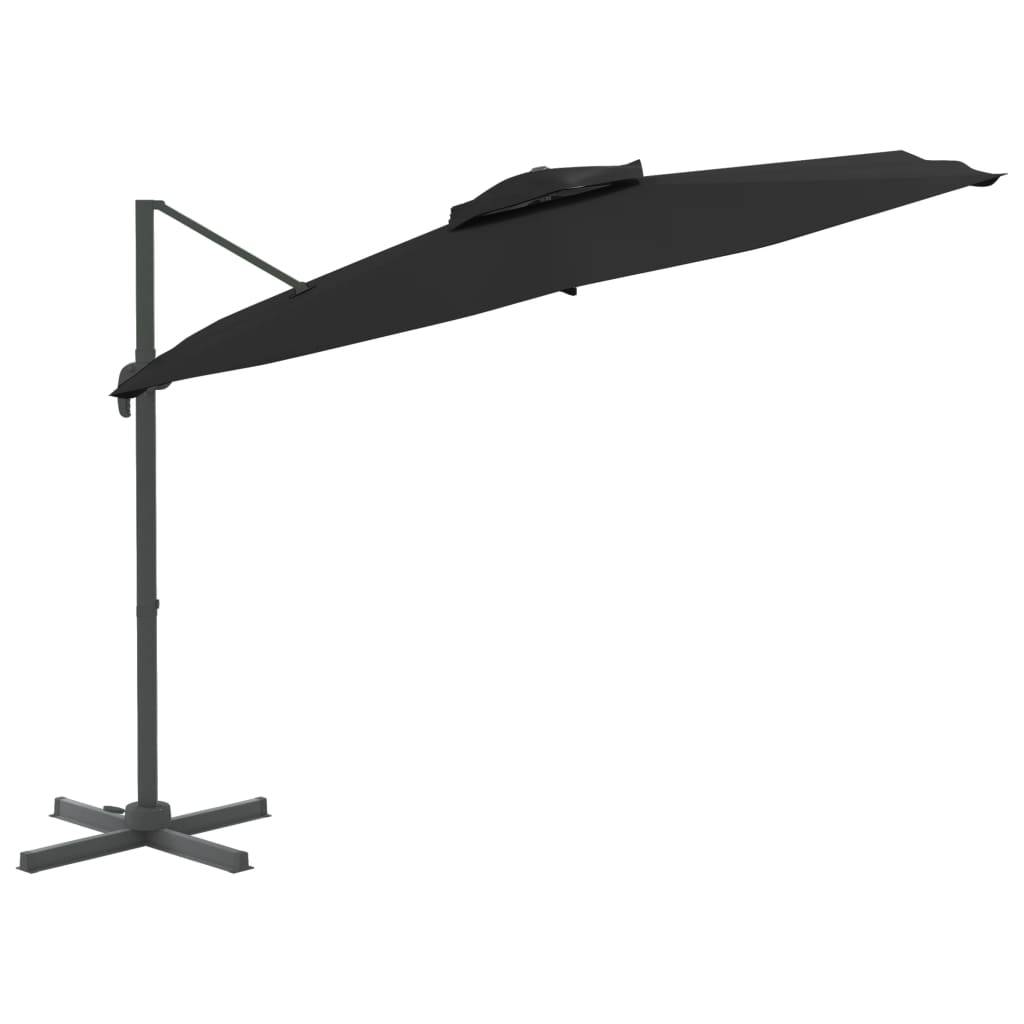 Helloshop26 - Parasol meuble de jardin cantilever à double toit 300 x 300 cm noir - Image 2
