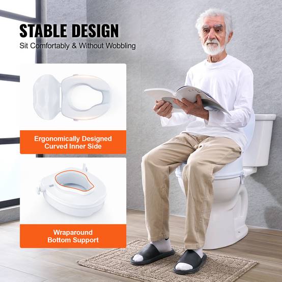 Vevor - VEVOR Rehausseur toilette universel 100 mm haut, charge 136 kg PP, verrouillage tige à vis pour seniors/patients. - Image 5