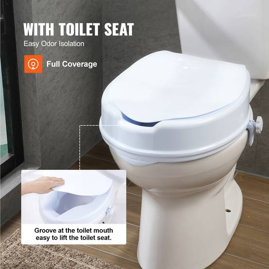 Vevor - VEVOR Rehausseur toilette universel 100 mm haut, charge 136 kg PP, verrouillage tige à vis pour seniors/patients. - Image 6