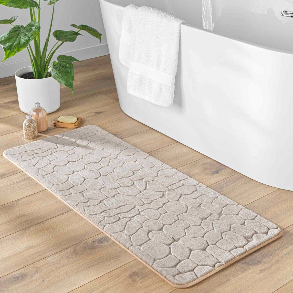 Tapis de Bain "Ricochet" 50x120cm Taupe - Image 6