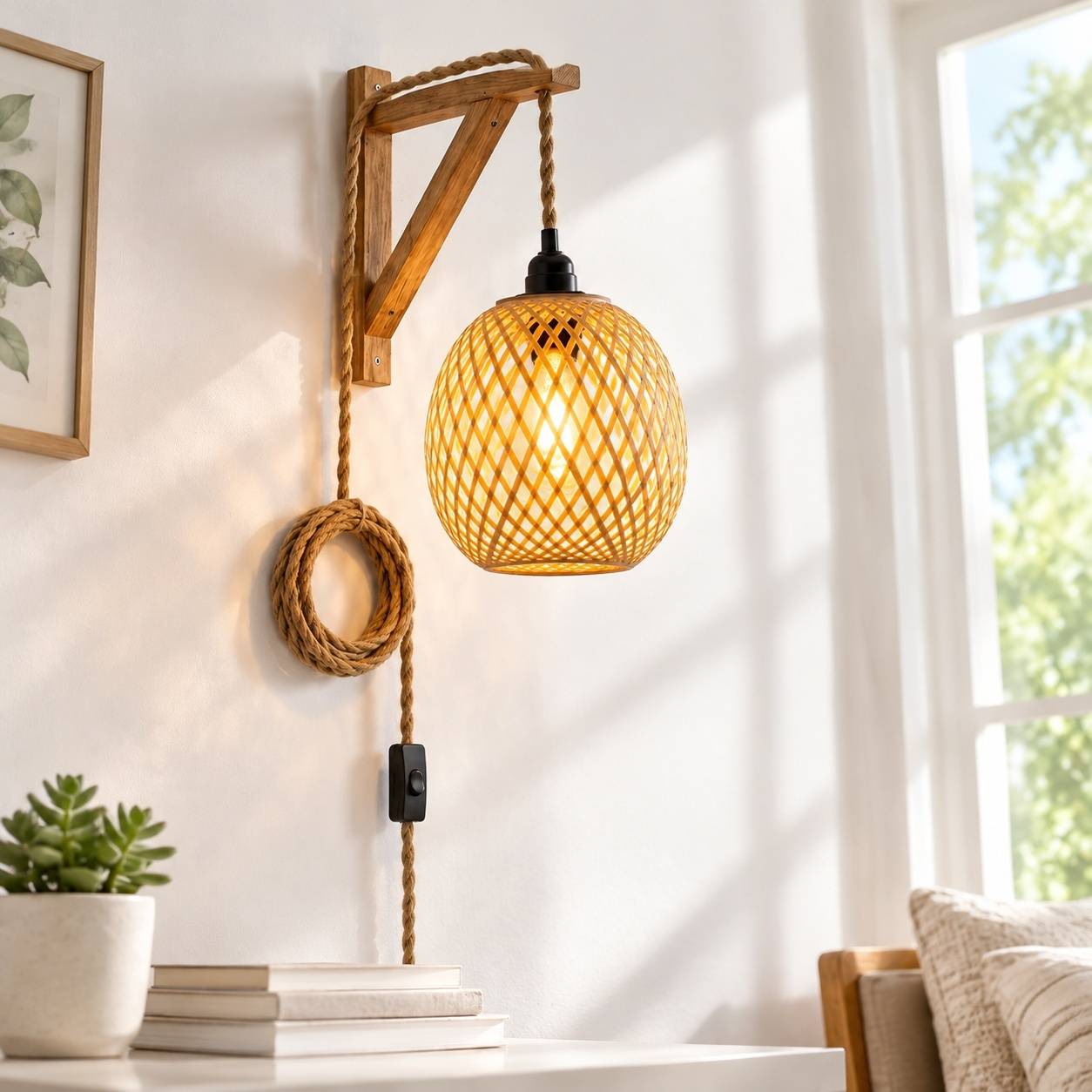 Suspension Tressée Style Bohème avec Câble Réglable pour Déco Intérieure - Image 7