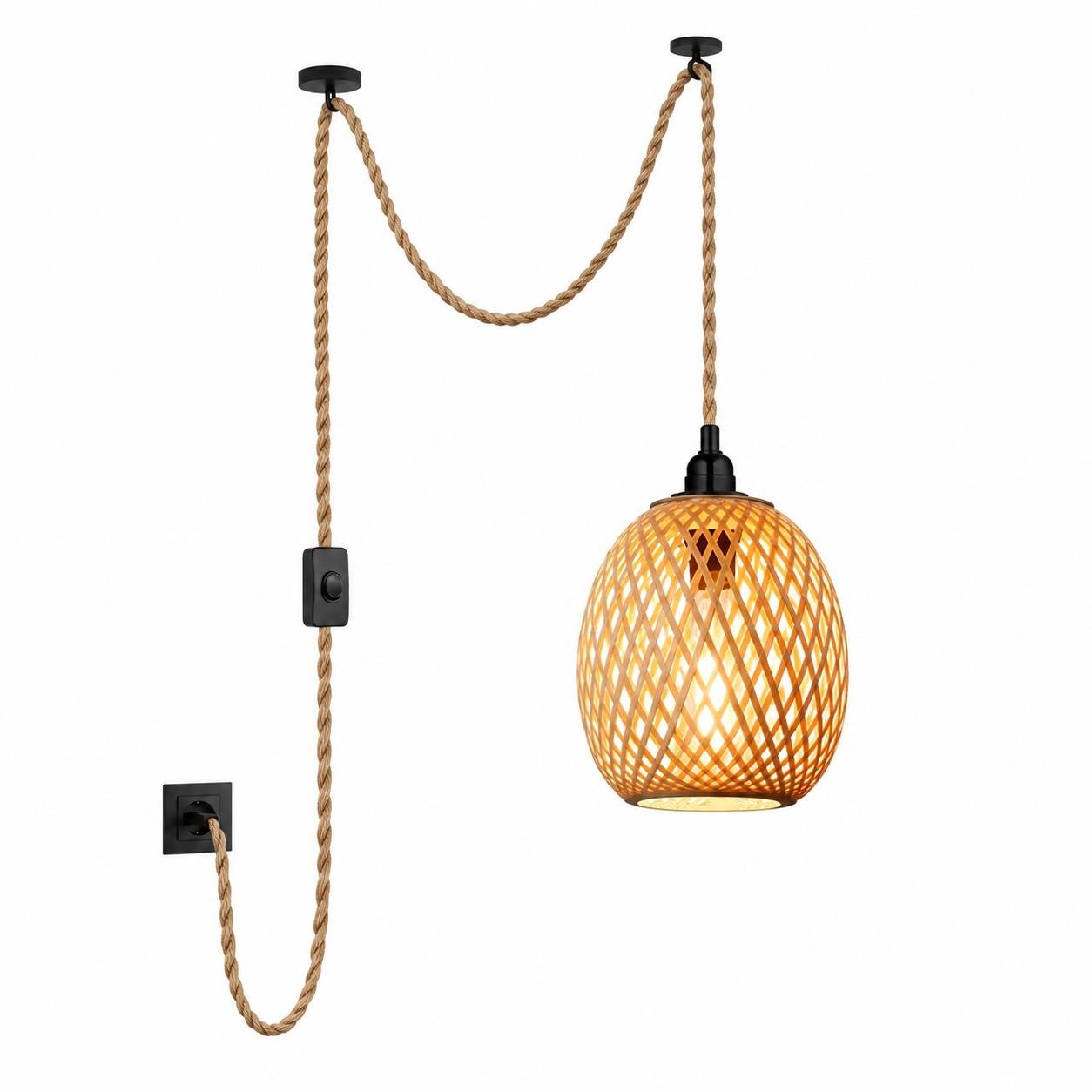 Suspension Tressée Style Bohème avec Câble Réglable pour Déco Intérieure - Image 1