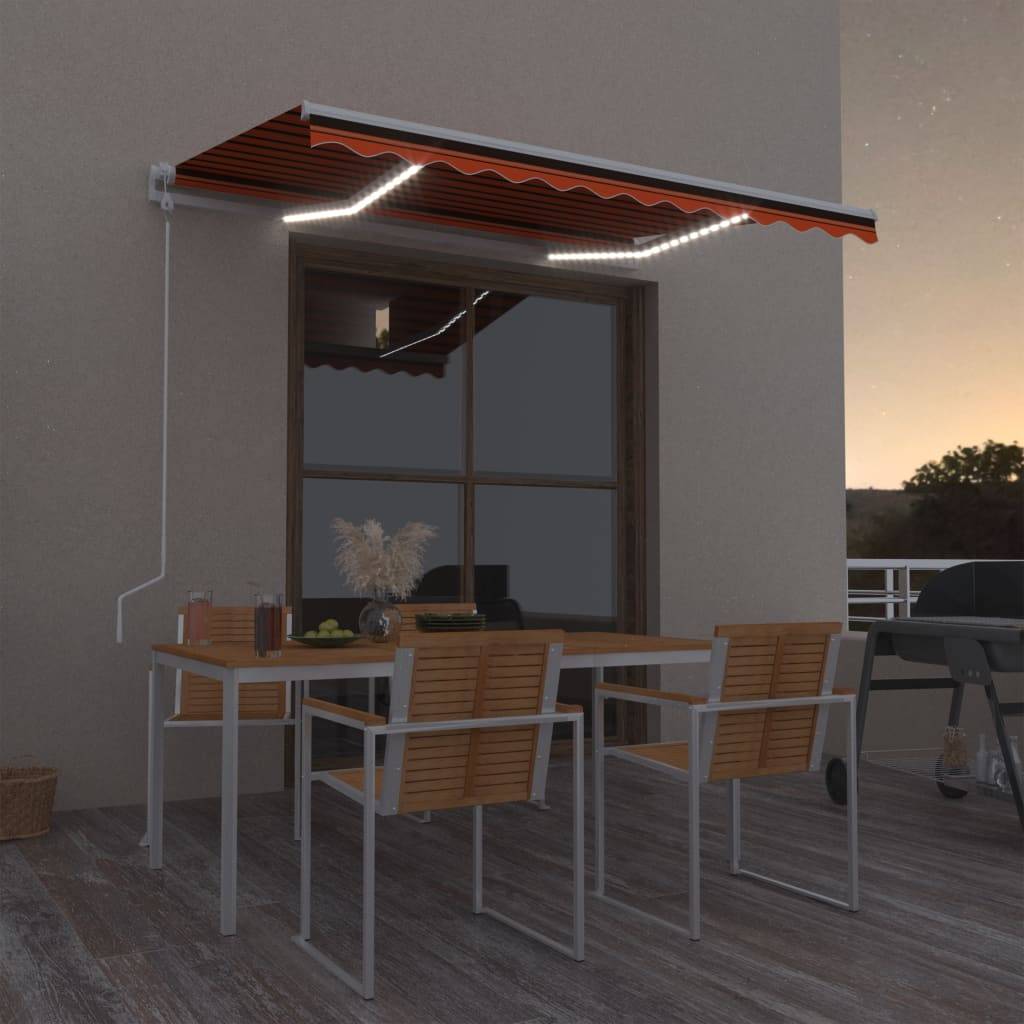 Vidaxl - Auvent automatique capteur de vent/LED 350x250 cm Orange/marron vidaXL 3068895 - Image 1