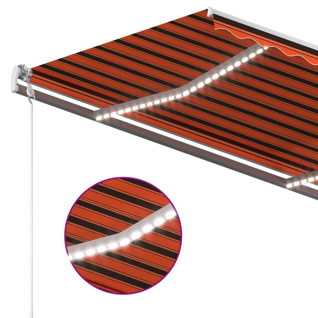 Vidaxl - Auvent automatique capteur de vent/LED 350x250 cm Orange/marron vidaXL 3068895 - Image 4