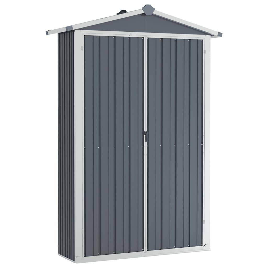 Abri de jardin Acier Galvanisé Extérieur Armoire Rangement Outils 116x45x175 cm Gris - ComfortXL Outdoor Living - Image 2
