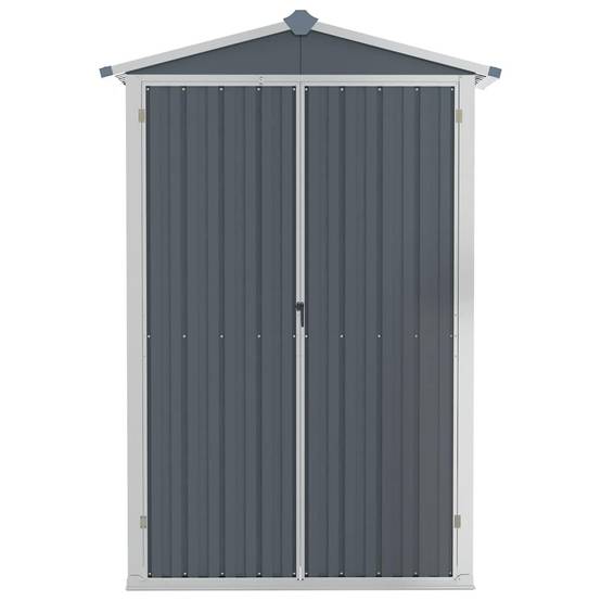 Abri de jardin Acier Galvanisé Extérieur Armoire Rangement Outils 116x45x175 cm Gris - ComfortXL Outdoor Living - Image 4