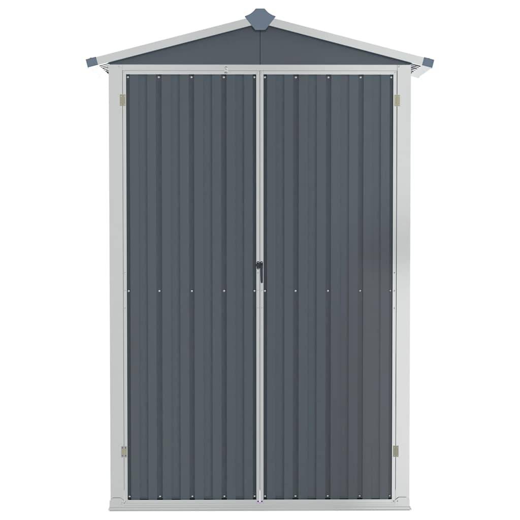 Abri de jardin Acier Galvanisé Extérieur Armoire Rangement Outils 116x45x175 cm Gris - ComfortXL Outdoor Living - Image 4