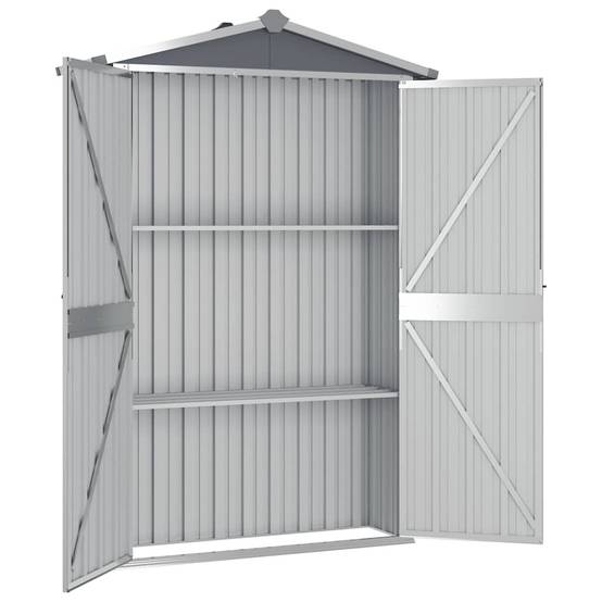 Abri de jardin Acier Galvanisé Extérieur Armoire Rangement Outils 116x45x175 cm Gris - ComfortXL Outdoor Living - Image 3