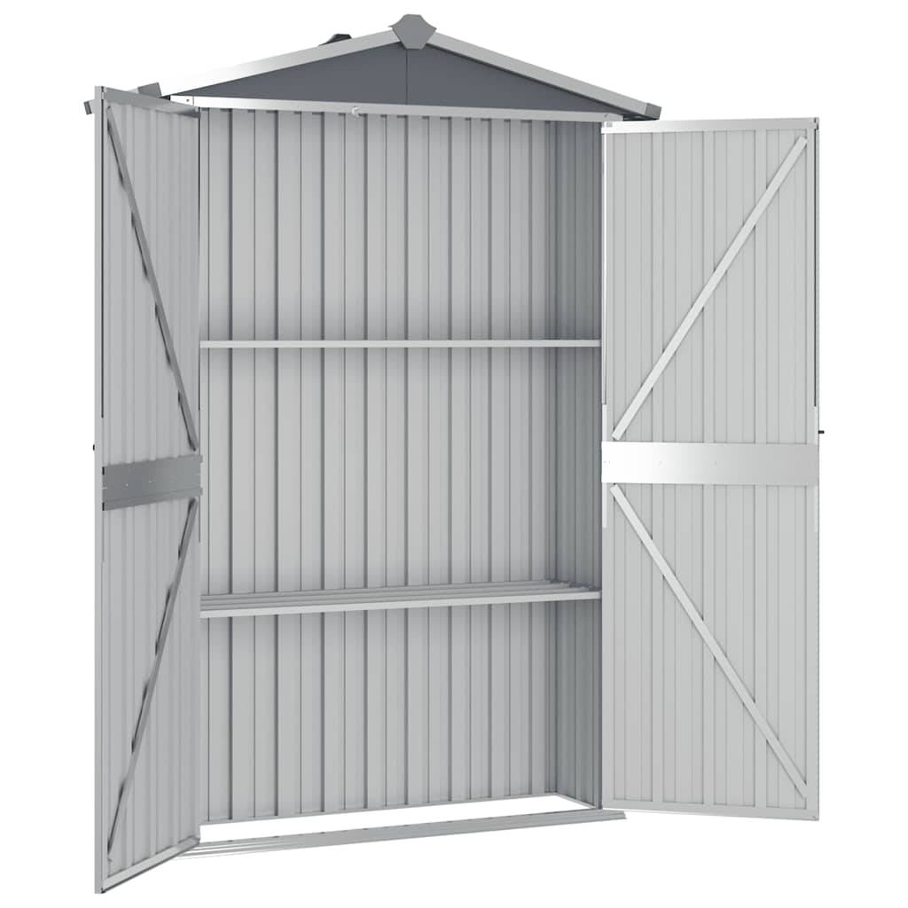 Abri de jardin Acier Galvanisé Extérieur Armoire Rangement Outils 116x45x175 cm Gris - ComfortXL Outdoor Living - Image 3