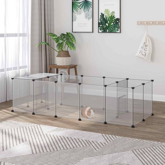 Enclos Modulaire Acier Animaux Petits Rongeurs Parc Modulable 175x70x45cm Noir - ComfortXL Outdoor Living - Image 3