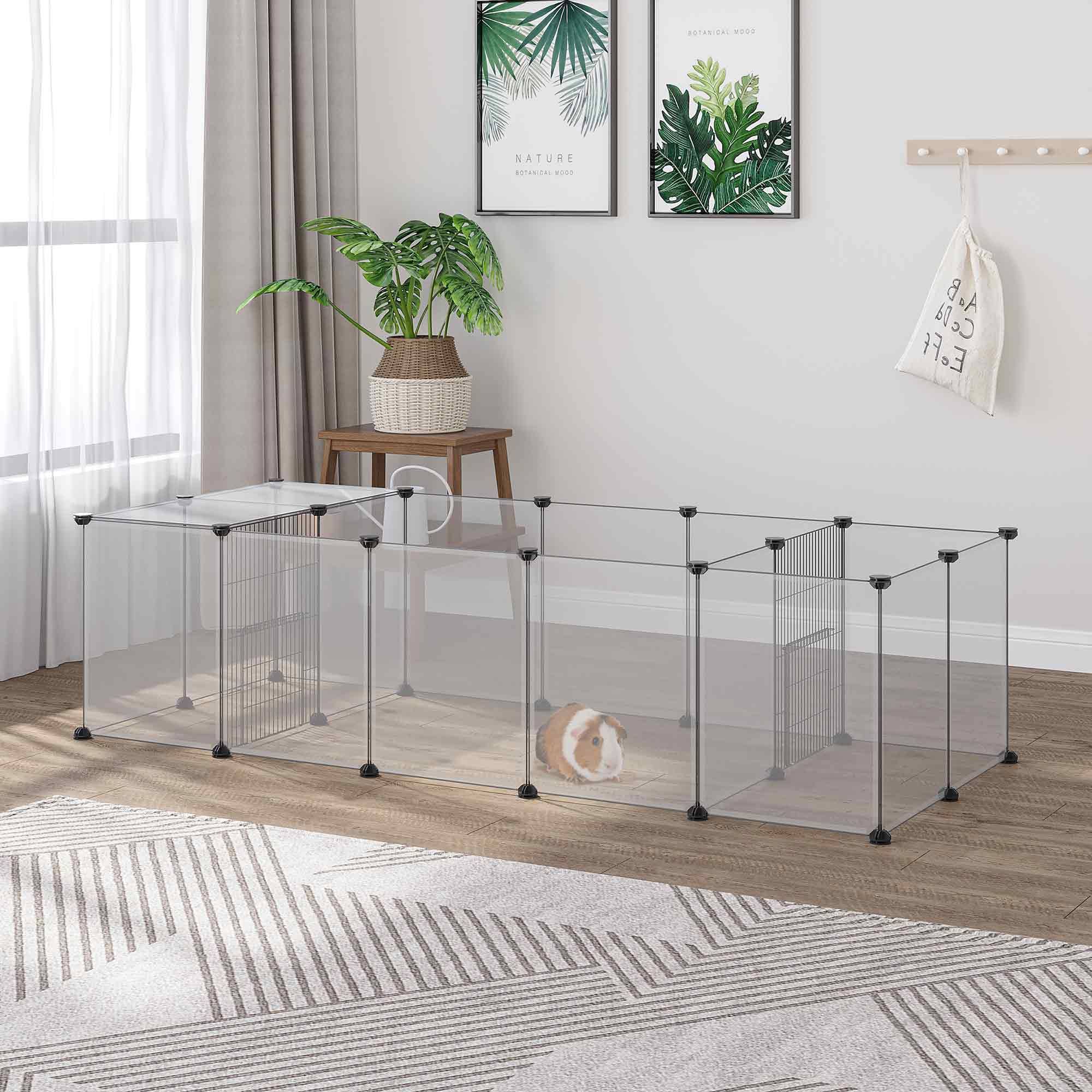 Enclos Modulaire Acier Animaux Petits Rongeurs Parc Modulable 175x70x45cm Noir - ComfortXL Outdoor Living - Image 3