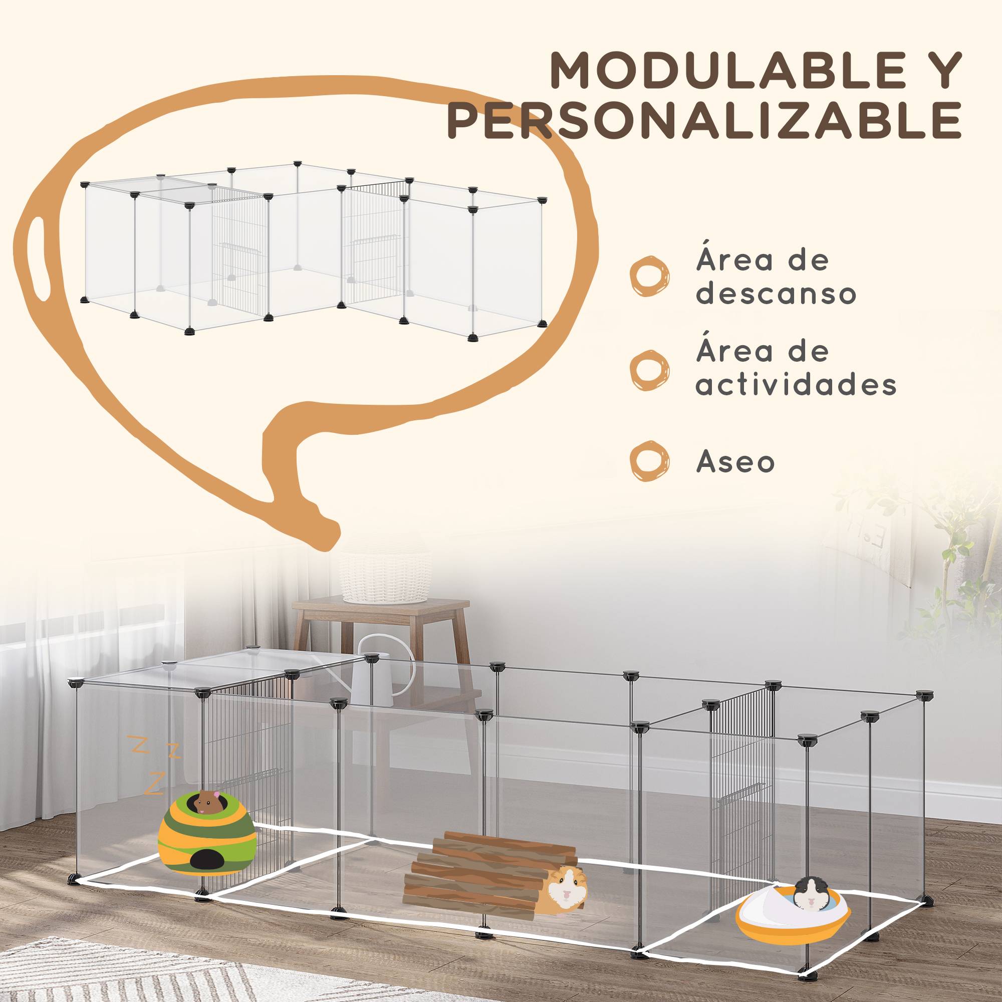 Enclos Modulaire Acier Animaux Petits Rongeurs Parc Modulable 175x70x45cm Noir - ComfortXL Outdoor Living - Image 7