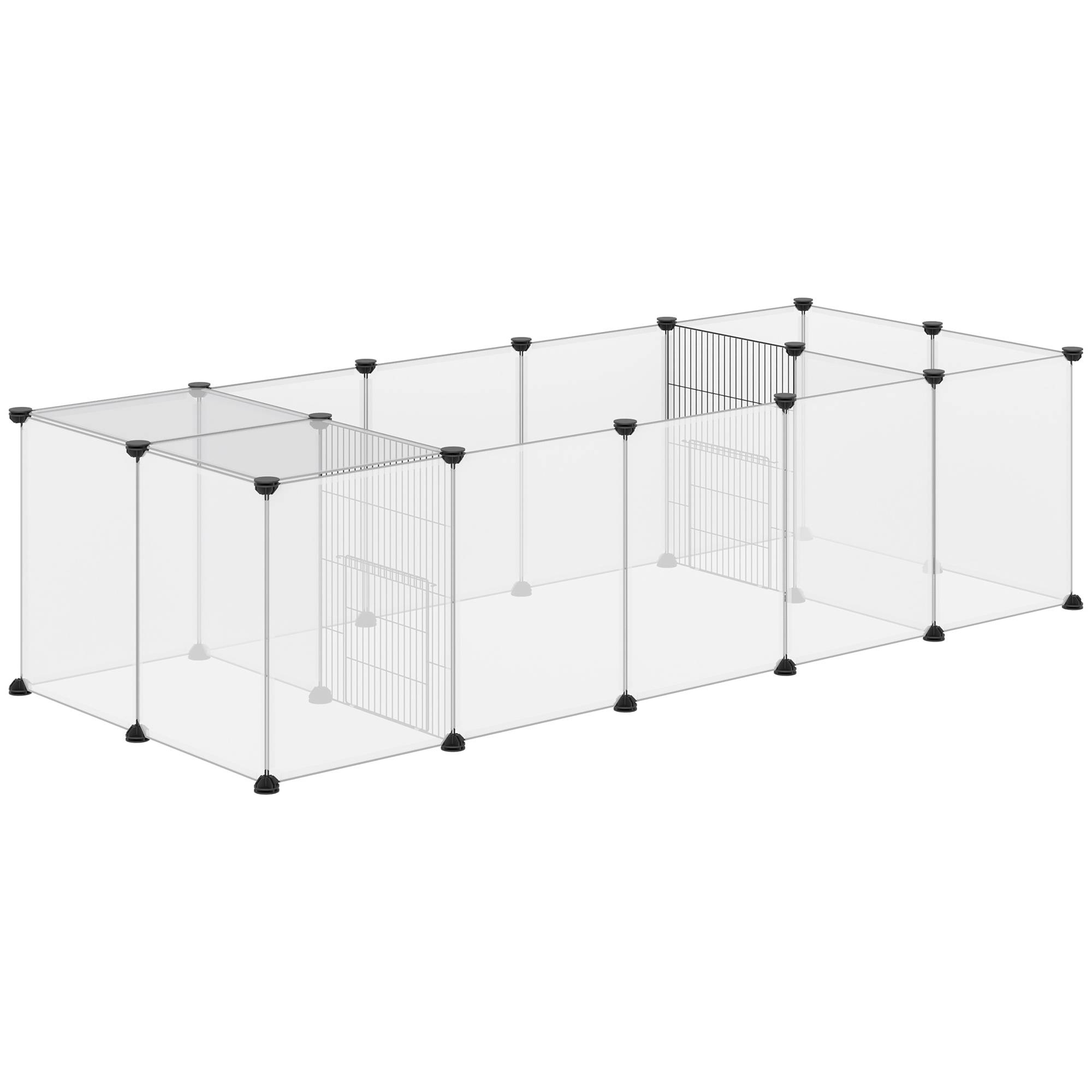 Enclos Modulaire Acier Animaux Petits Rongeurs Parc Modulable 175x70x45cm Noir - ComfortXL Outdoor Living - Image 1