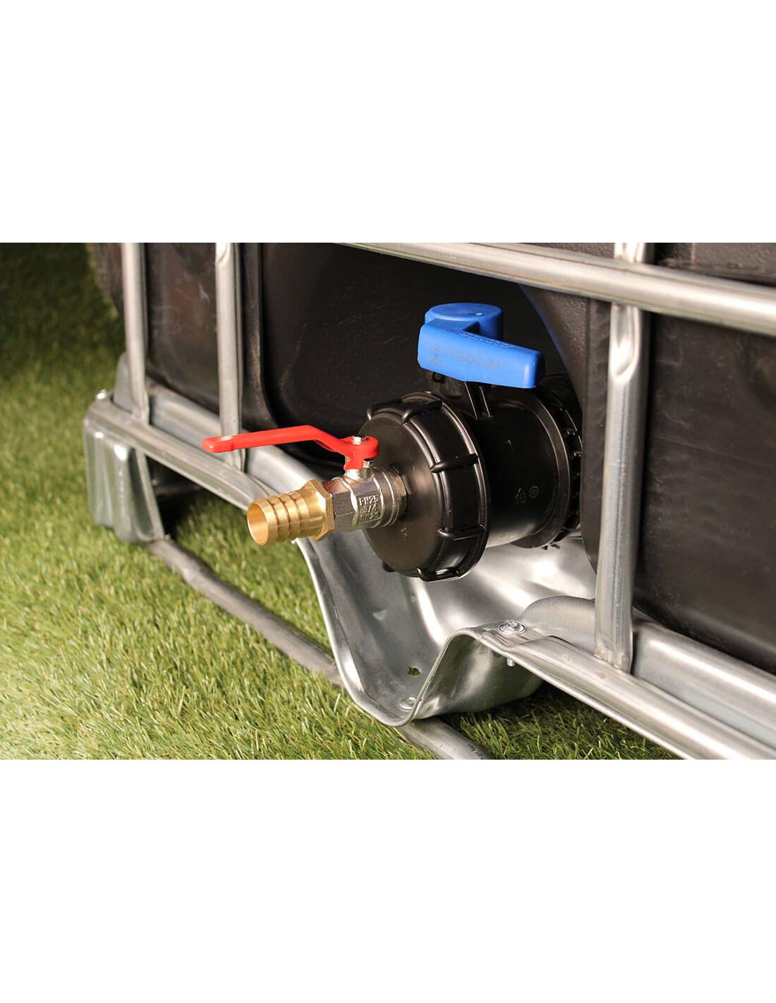 Raccord cuve S100X8 - Vanne laiton + Embout droit 25 mm - Image 2