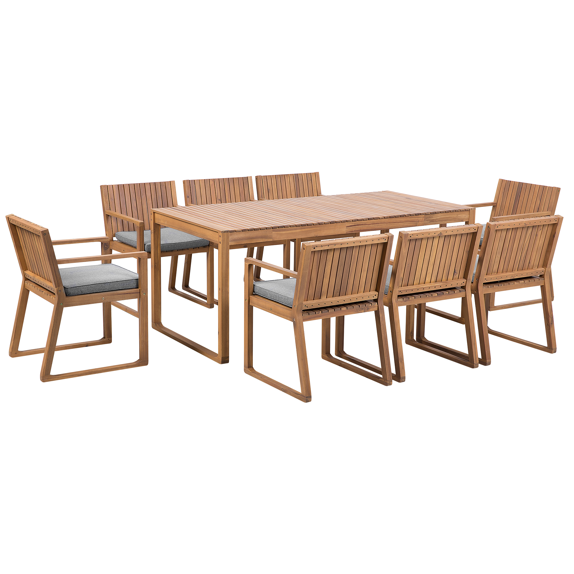 Beliani - Ensemble de Jardin composé d'une Table 180 x 90 cm et de 8 Chaises en Bois d'Accacia avec Coussins d'Assise Gris Beliani - Image 1
