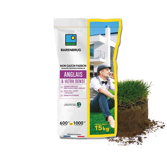 Gazon Anglais et Ultra dense - Aspect Prestigieux Parcs Anglais - Tapis Dense Effet velours - Densité Extrême - 15KG - BARENBRUG - Image 1