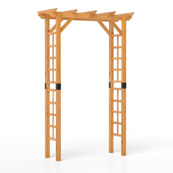 Arche de Jardin en Bois pour Plantes Grimpantes Arceau à Rosiers en Treillis 140x60x215CM Support de Toile de Fond Plat Orange MAISON CHIC - Image 1