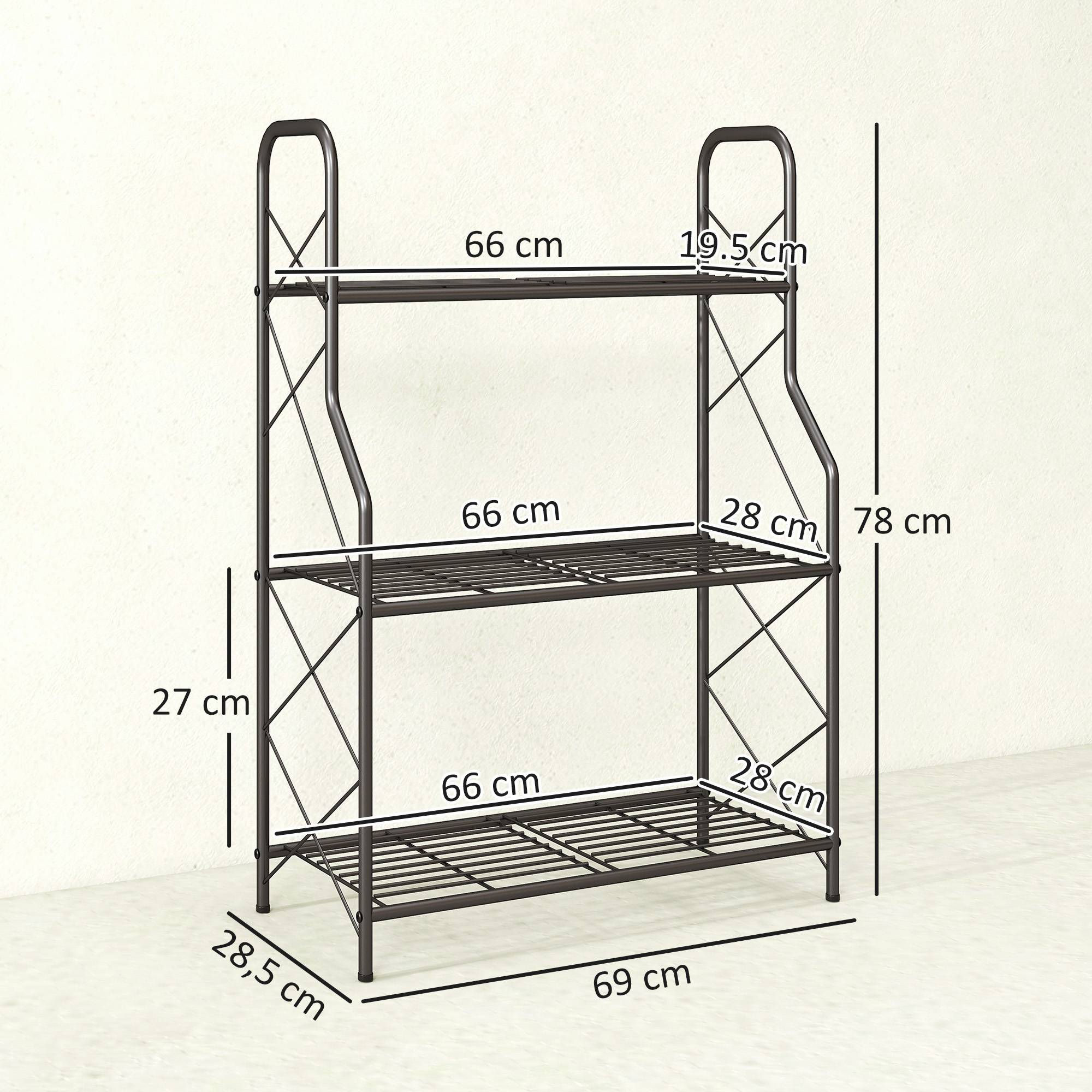 Sans Marque - Étagère plantes 3 niveaux structure métallique intérieur/extérieur 69x28,5x78 cm noire - Image 5
