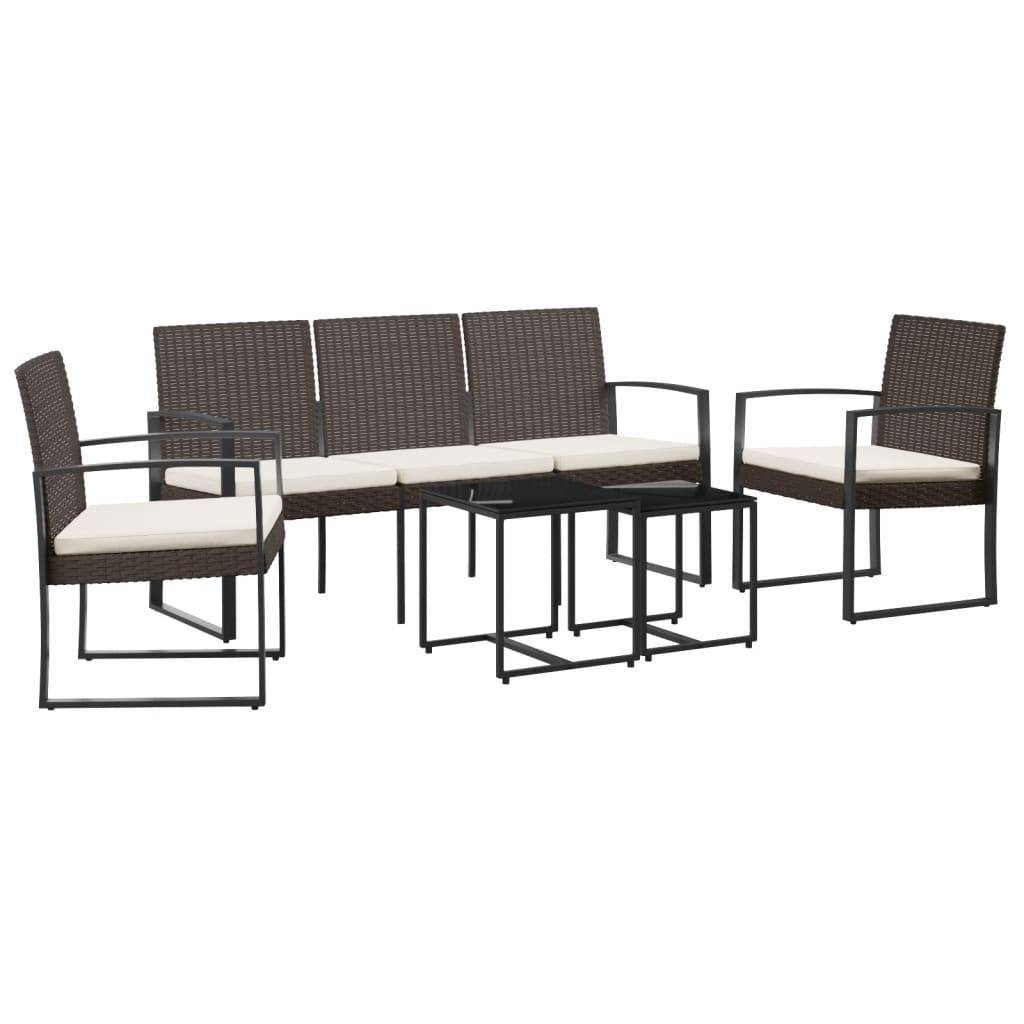 Vidaxl - Ensemble à manger de jardin avec coussins 5 pcs-Salons de jardin marron rotin PP - Image 2
