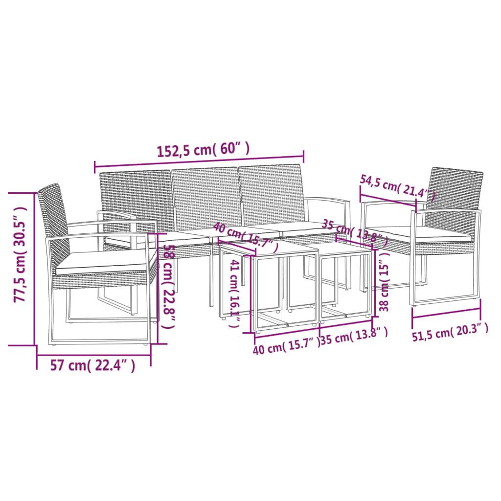 Vidaxl - Ensemble à manger de jardin avec coussins 5 pcs-Salons de jardin marron rotin PP - Image 6