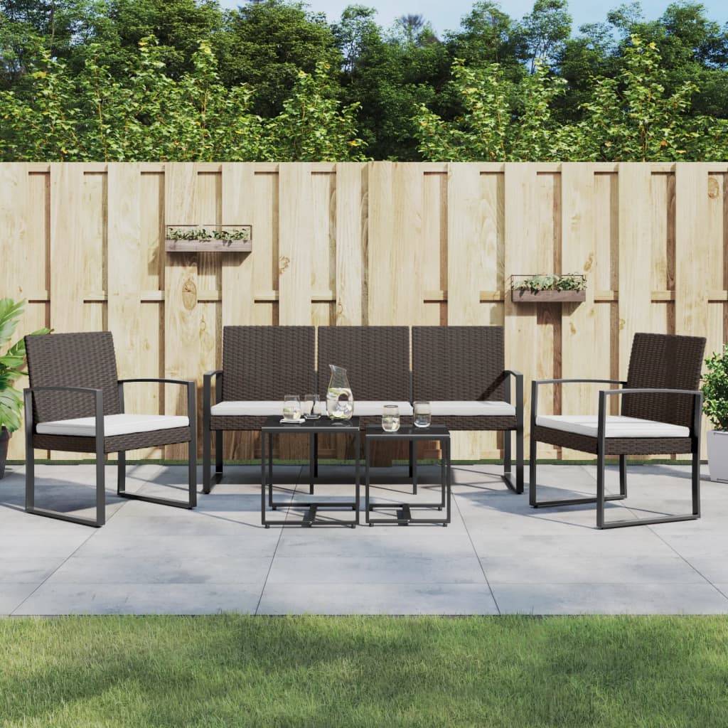 Vidaxl - Ensemble à manger de jardin avec coussins 5 pcs-Salons de jardin marron rotin PP - Image 1