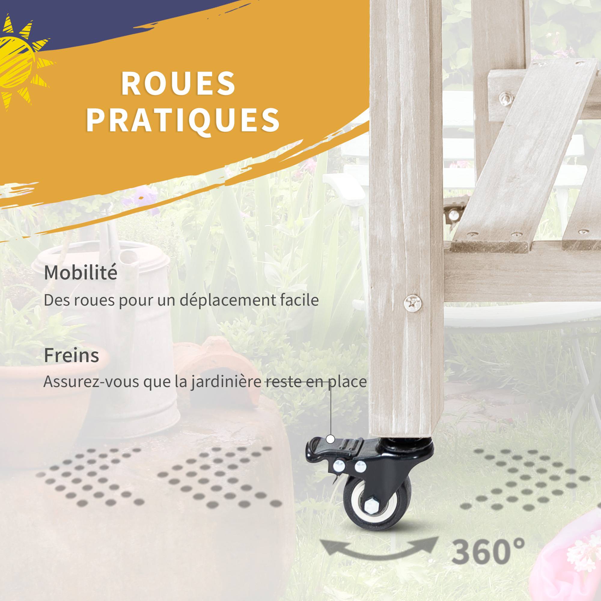 Sans Marque - Jardinière sur Pied - Potager sur roulettes - étagère, Tablette Rabattable, Inserts d'irrigation, Feutre de Drainage - Image 7
