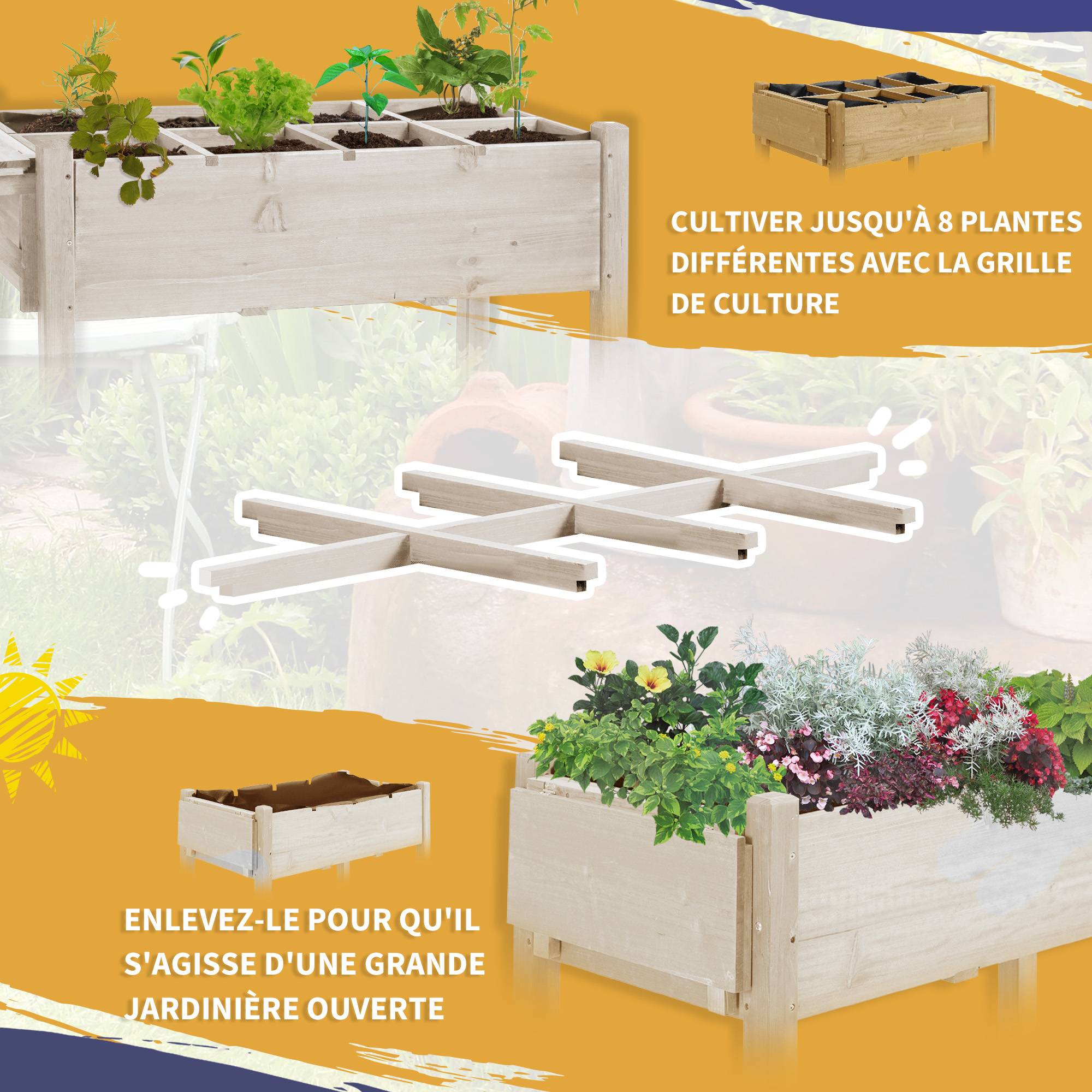 Sans Marque - Jardinière sur Pied - Potager sur roulettes - étagère, Tablette Rabattable, Inserts d'irrigation, Feutre de Drainage - Image 6