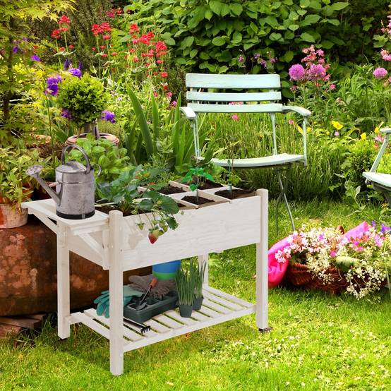 Sans Marque - Jardinière sur Pied - Potager sur roulettes - étagère, Tablette Rabattable, Inserts d'irrigation, Feutre de Drainage - Image 4