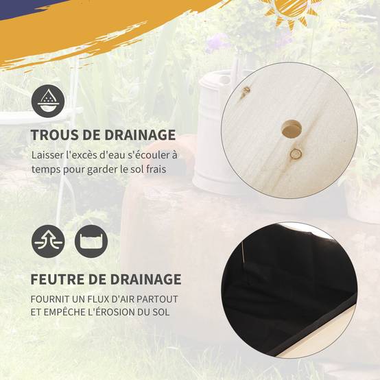 Sans Marque - Jardinière sur Pied - Potager sur roulettes - étagère, Tablette Rabattable, Inserts d'irrigation, Feutre de Drainage - Image 8